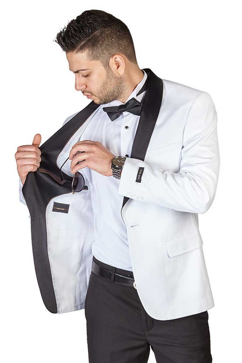 Alternative view of Slim Fit 1 Button White Shawl Lapel Tuxedo Jacket