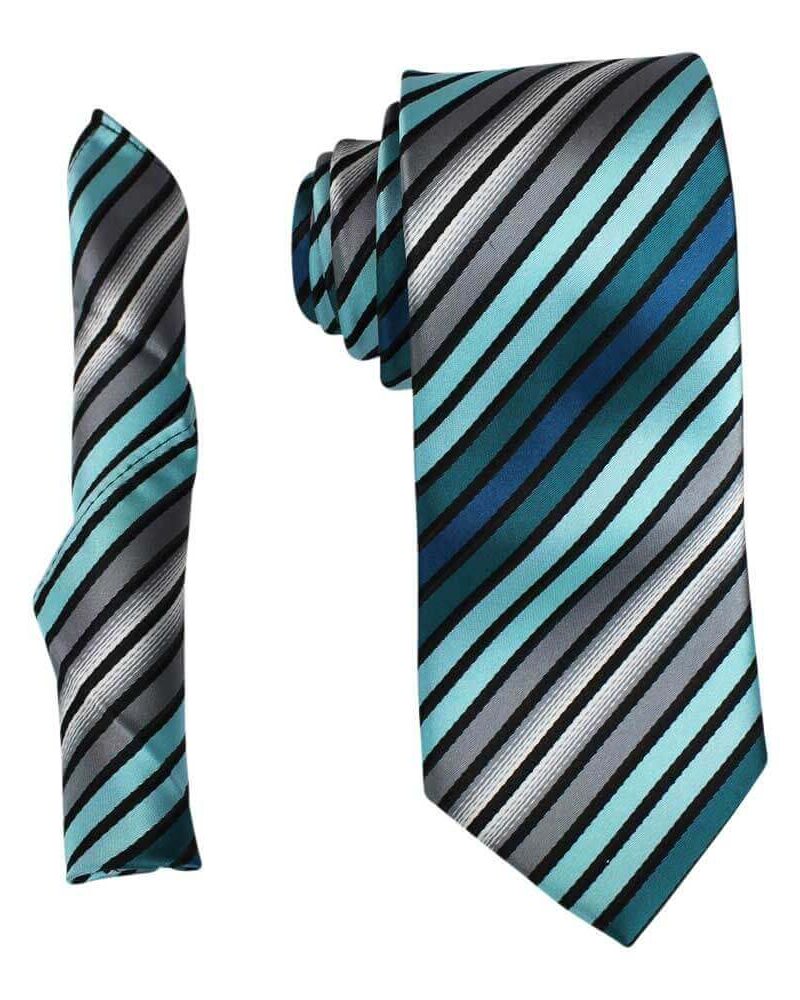 Turquoise Grey Black Stripe