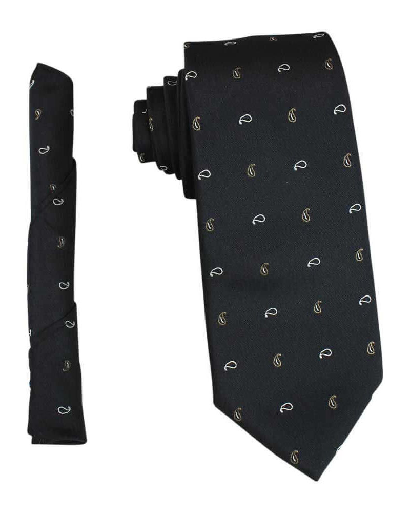 Navy Blue Gold Paisley