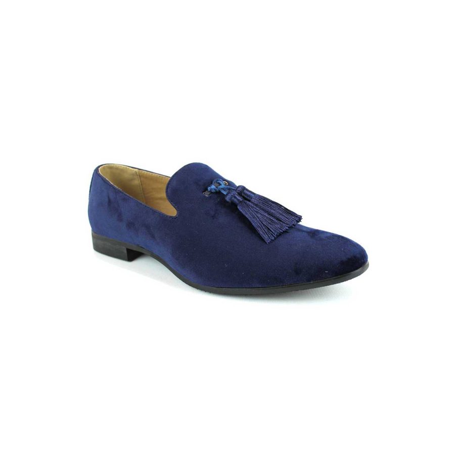 Blue Velvet Slip On Loafers Tassel Men's Dress Shoes Modern Formal  By AZAR MAN 