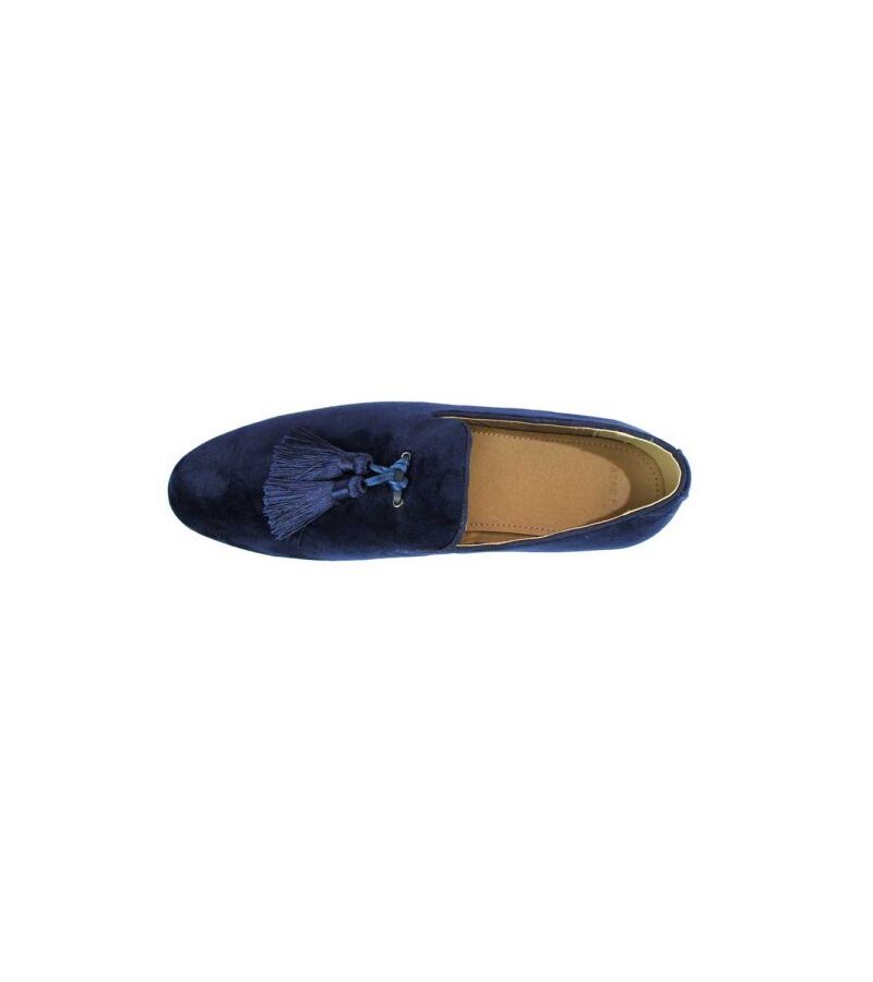 Alternative view of Navy Blue Velvet With Detachable Tassels Slip On Loafers