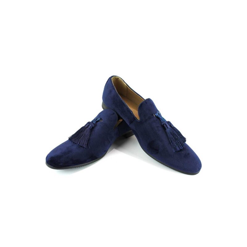 navy blue velvet loafers