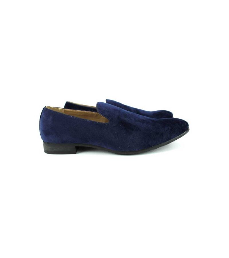Alternative view of Navy Blue Velvet Plain Slip On Loafers