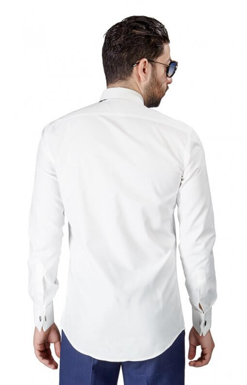 Slim Fit Ivory Spread Collar French Cuff Tuxedo Shirt ÃZARMAN