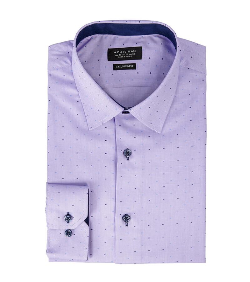 Alternative view of Lavender Bow Tie Print Contrast Details Slim Fit Shirt
