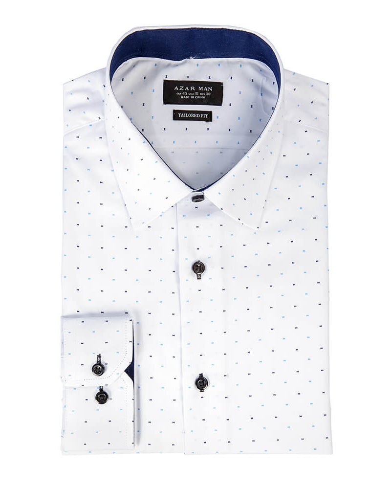 Alternative view of White Bow Tie Print Contrast Details Slim Fit Shirt