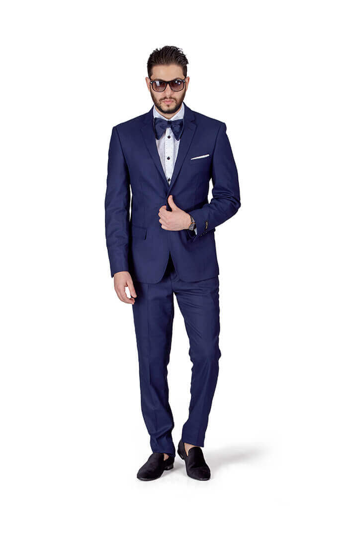 Slim Fit Mens Suit 2 Button Solid Medium Gray Notch Lapel Flat Front Pants  AZAR MAN 10036 -  Canada