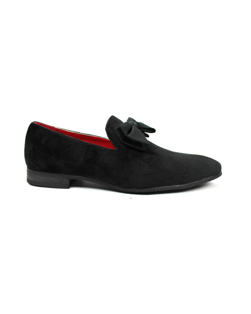 Slip On Velvet Black Satin Bow On Top