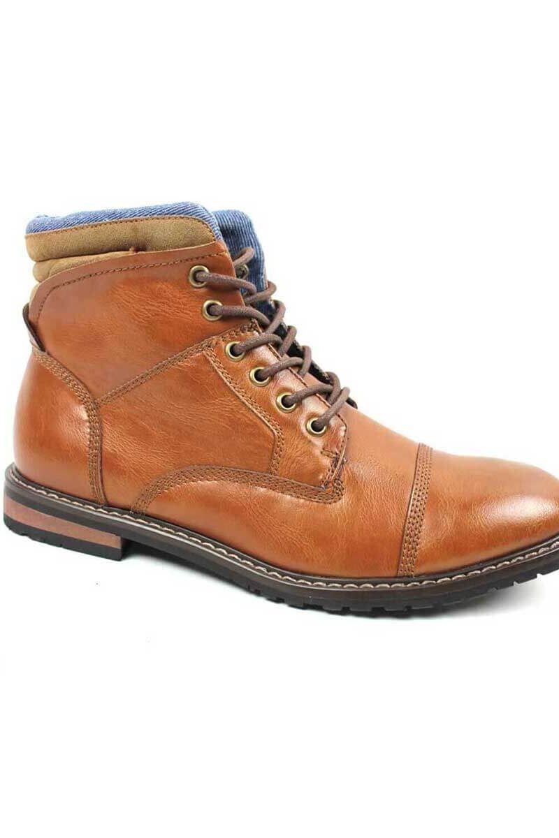 Alternative view of Cognac Cap Toe Derby Lace up Ankle Boots
