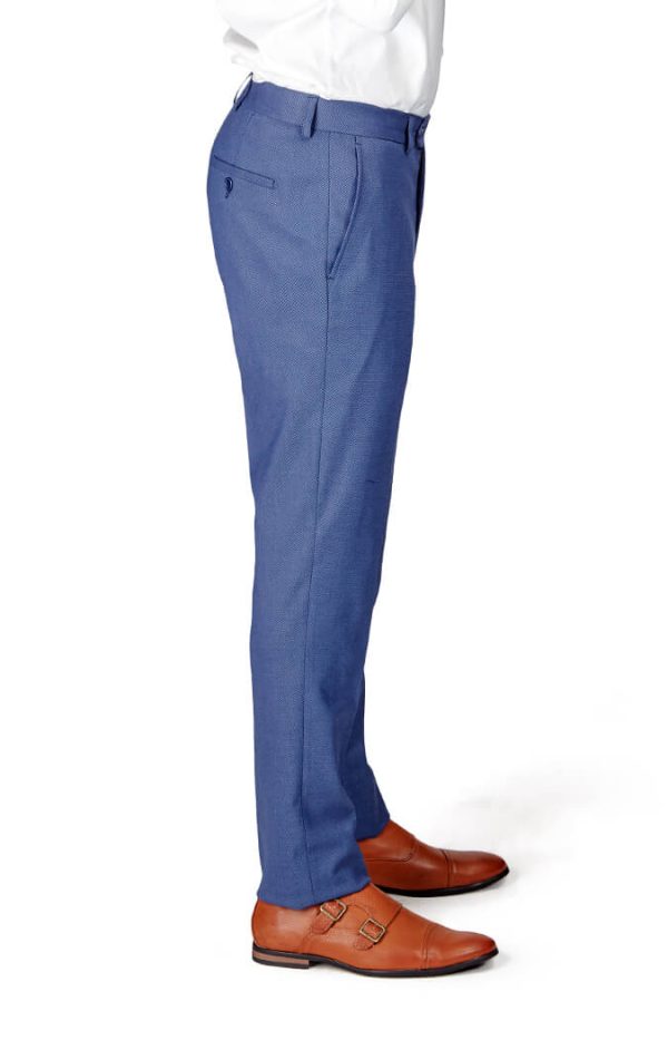 Azarman - Slim Fit Slate Blue/Grey Micro Textured Weave 2 Button Suit 11812