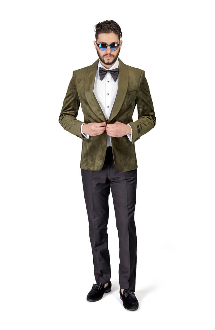Modern Men's Suit 2 Pieces Green Blazer Black Pants One Button Peaked Lapel  Business Modern Wedding Groom Tailored Costume Homme - AliExpress