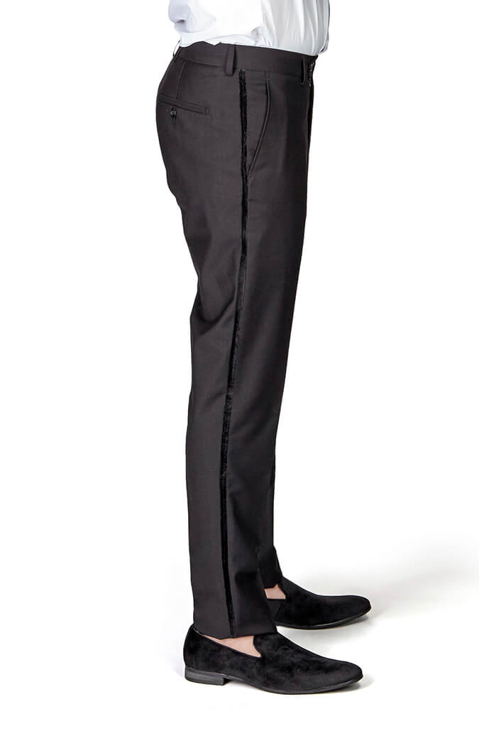 Black Tuxedo Pants Velvet Side Line