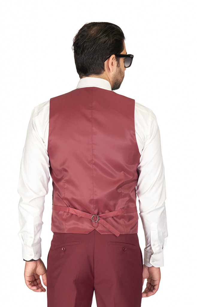 Solid Burgundy Vest 5 Button Adjustable Back Strap ÃZARMAN