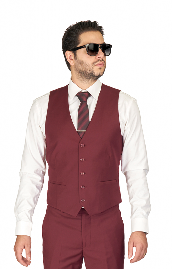 burgundy tie and vest