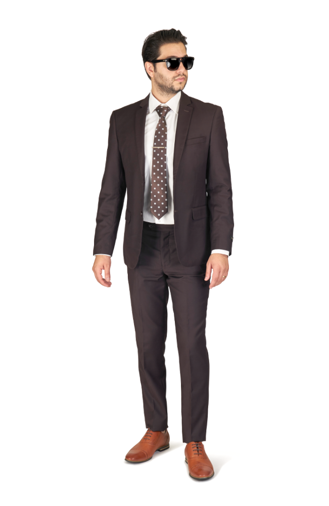 Slim Fit 2 Button Brown Notch Lapel Suit Vest Optional - ÃZARMAN