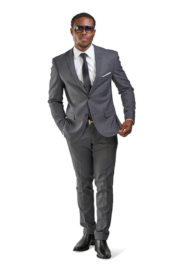 Slim Fit Charcoal Gray Micro Textured Weave 2 Button Suit 11812 Vest  Optional - ÃZARMAN