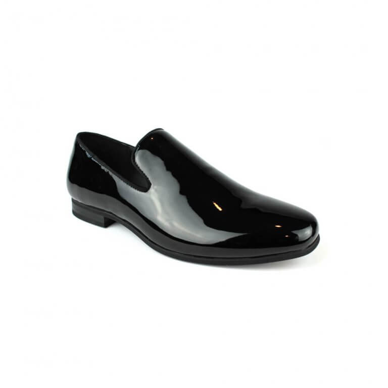 Men’s Plain Black Patent Leather Formal Tuxedo Slip On Dress Shoes ...