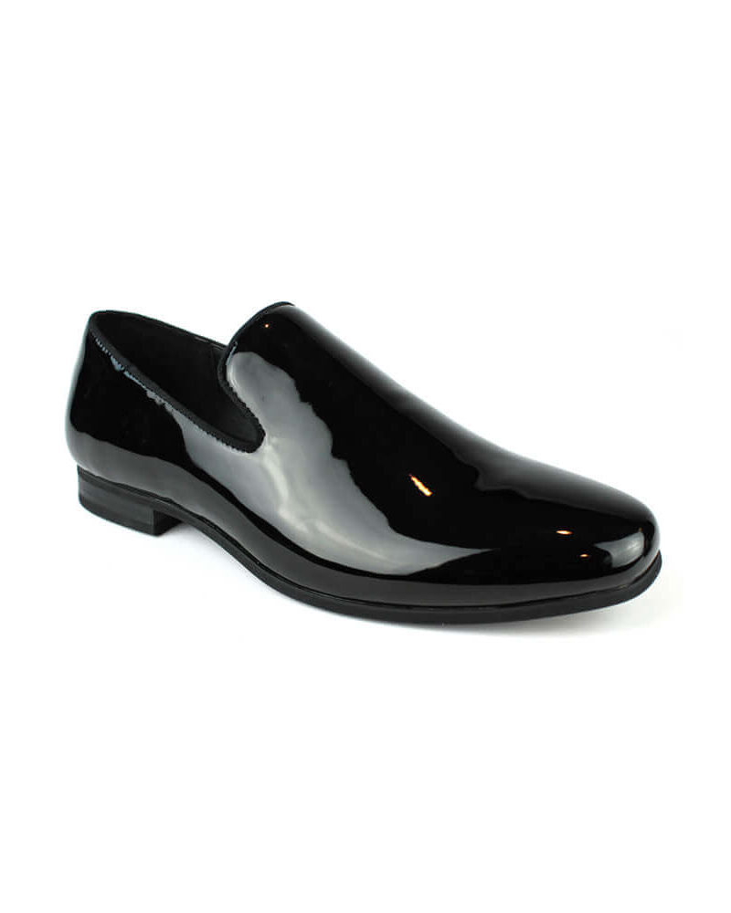 Alternative view of Men's Plain Black Patent Leather Formal Tuxedo Slip On Dress Shoes Loafers