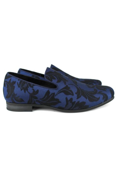 ÃZARMAN Men's Navy Blue Slip On Floral Tone  Dress Shoes Loafers 1714 