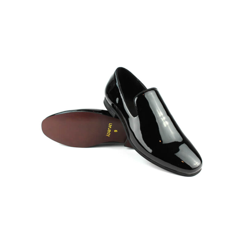 Men's Plain Black Patent Leather Formal Tuxedo Slip On Dress Shoes ...