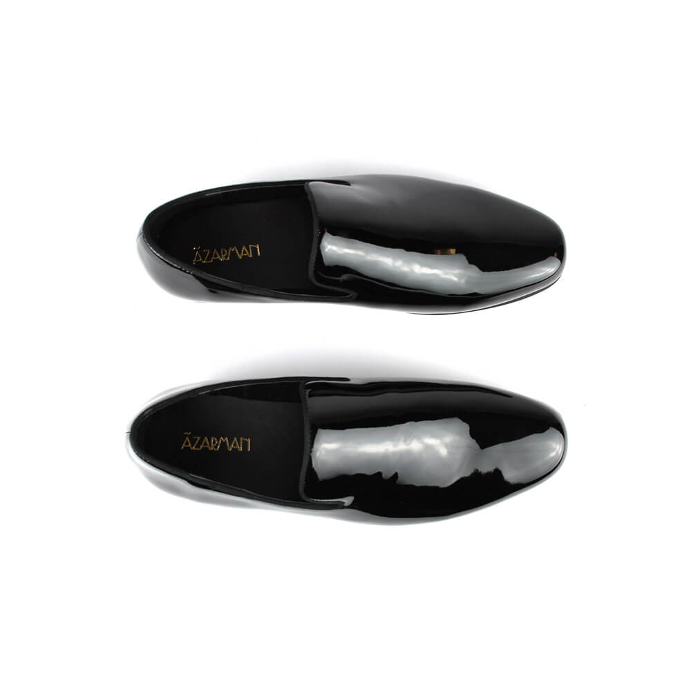 ÃZARMAN Men's Black Patent Leather Formal Tuxedo Slip On Dress Shoes Loafers 