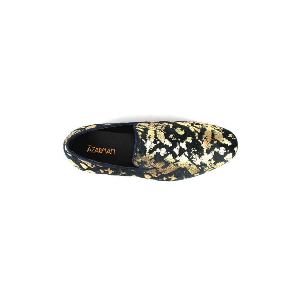 Black Shiny Loafer With A Golden V – Vercini