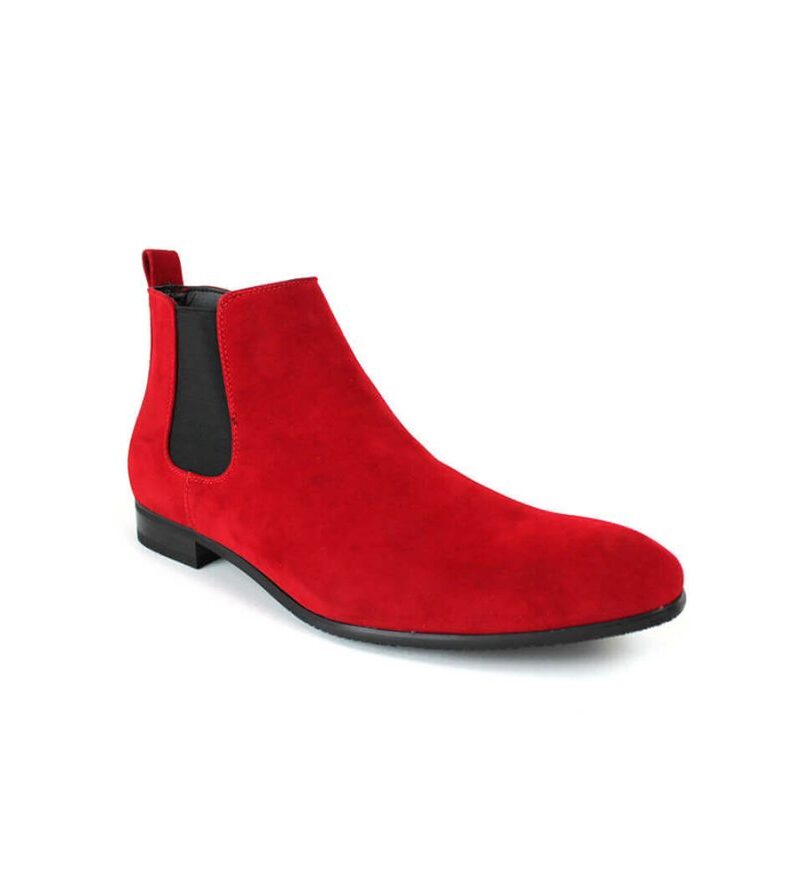Alternative view of Red Suede Ankle Dress Chelsea Boots Side Zipper Closure