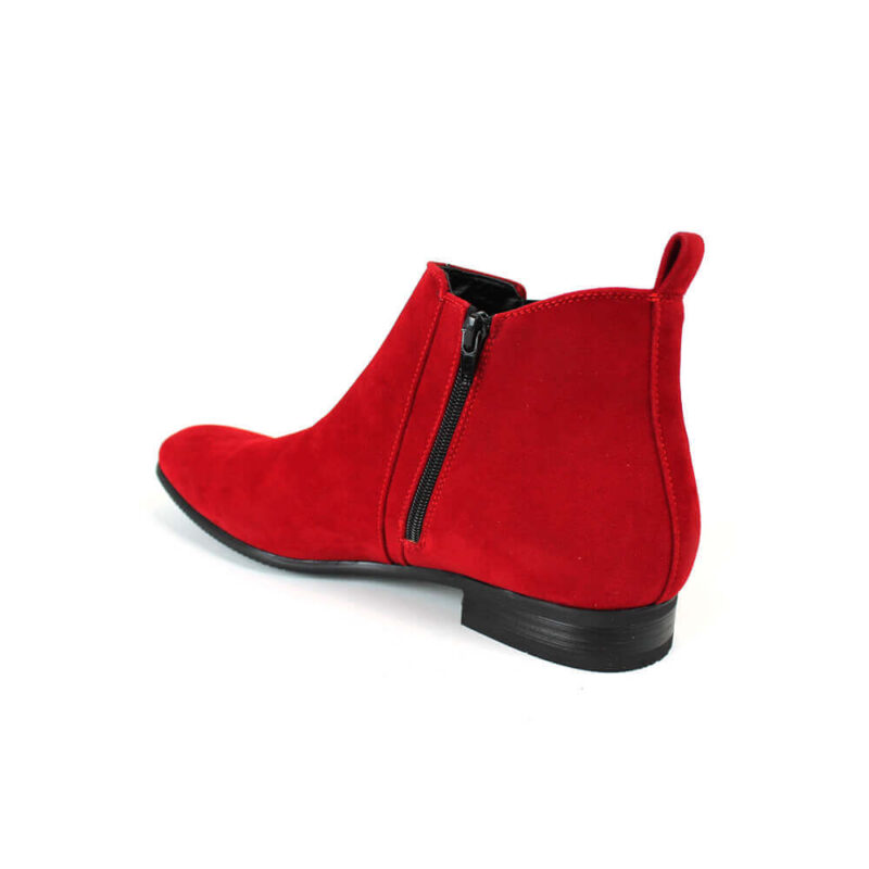 Red Suede Ankle Dress Chelsea Boots Side Zipper Closure ÃZARMAN