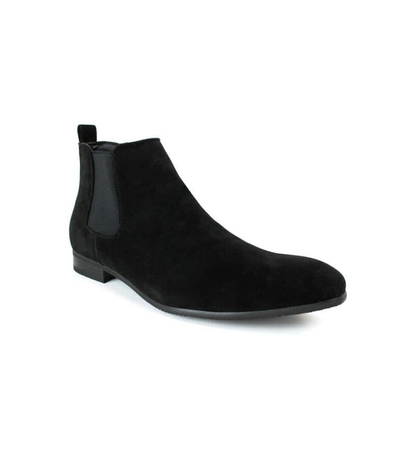 Alternative view of Black Suede Ankle Dress Chelsea Boots Side Zipper Closure