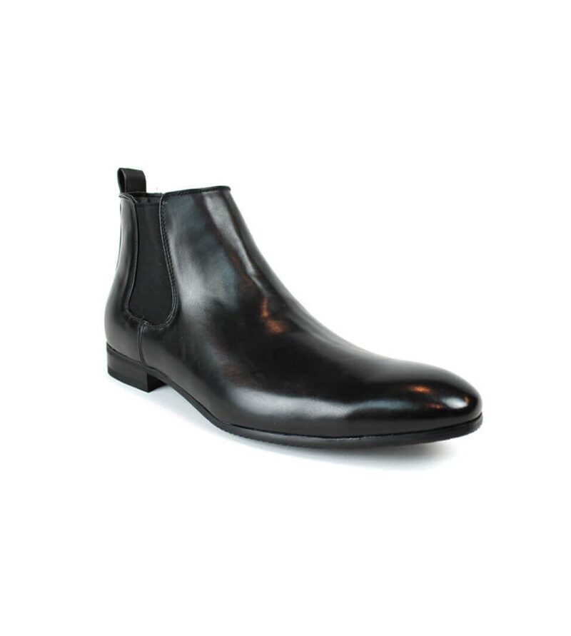 Alternative view of Black Leather Ankle Dress Chelsea Boots Side Zipper Closure