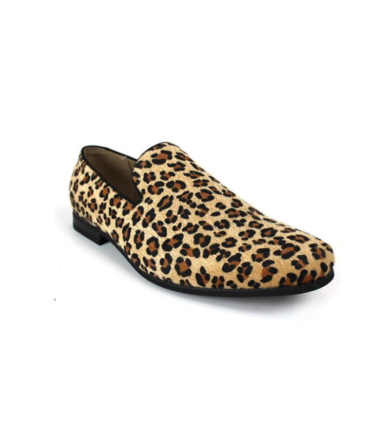 Alternative view of Mens Slip On Tan Leopard Print Modern Dress Shoes Loafers