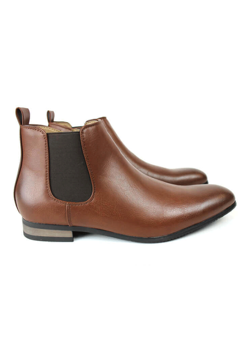 Brown Men/'s Chelsea Boots Ankle Dress Side Zipper Closure ÃZARMAN Almond Toe New