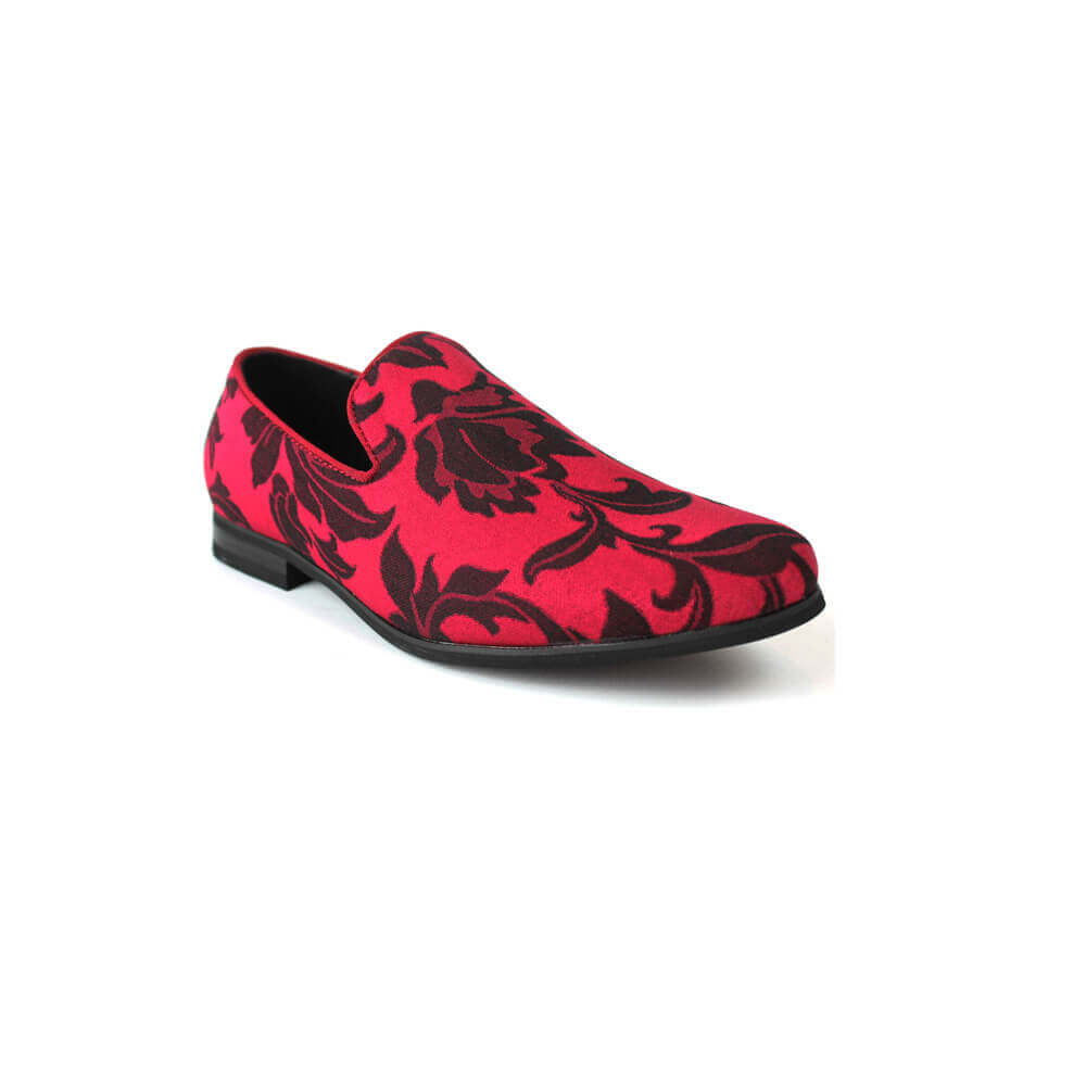 sweater overliggende Assassin Men's Red Slip On Floral Tone Print Dress Shoes Loafers 1714 - ÃZARMAN