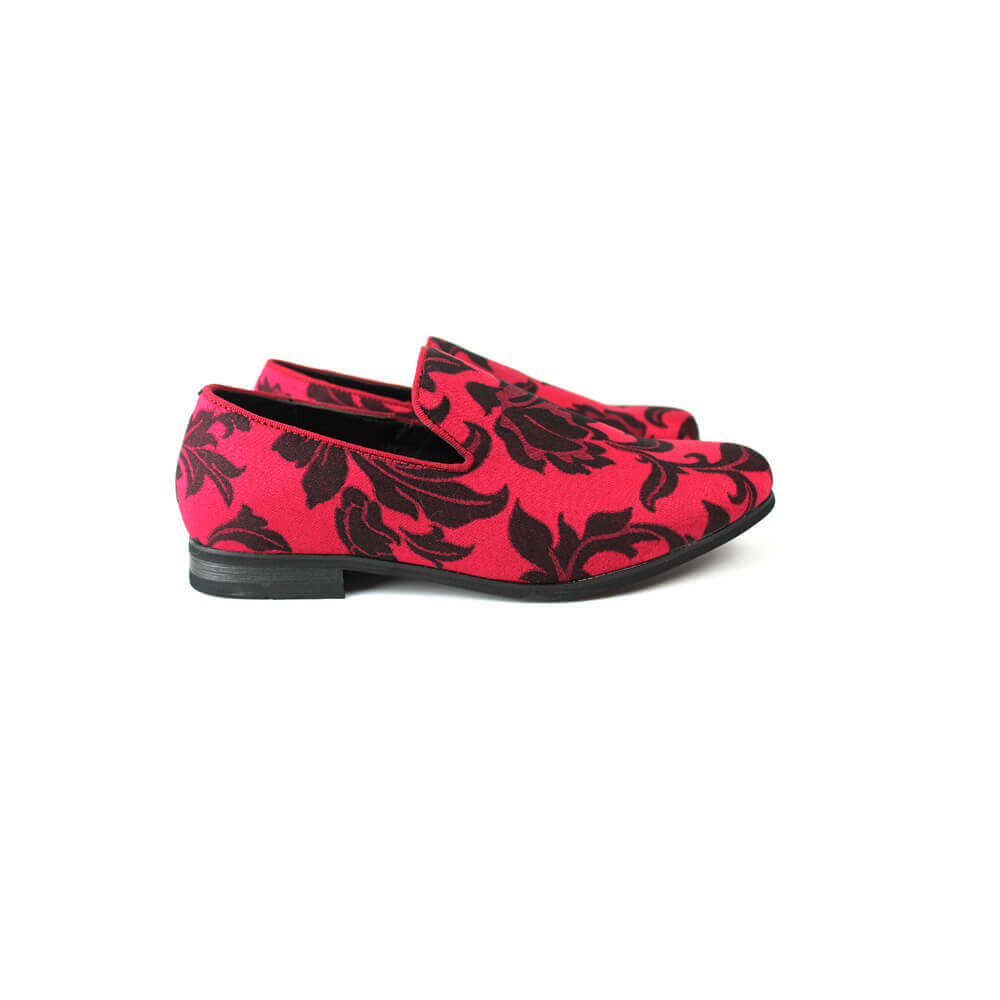 sweater overliggende Assassin Men's Red Slip On Floral Tone Print Dress Shoes Loafers 1714 - ÃZARMAN