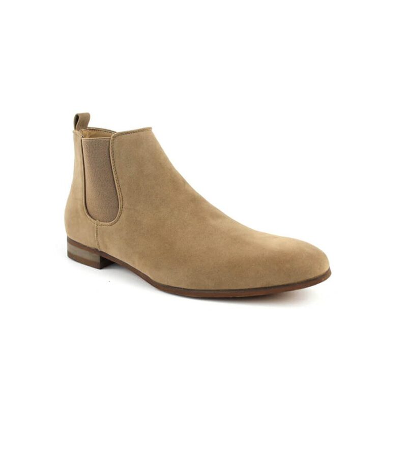 Alternative view of Tan Beige Suede Ankle Dress Chelsea Boots Side Zipper Closure
