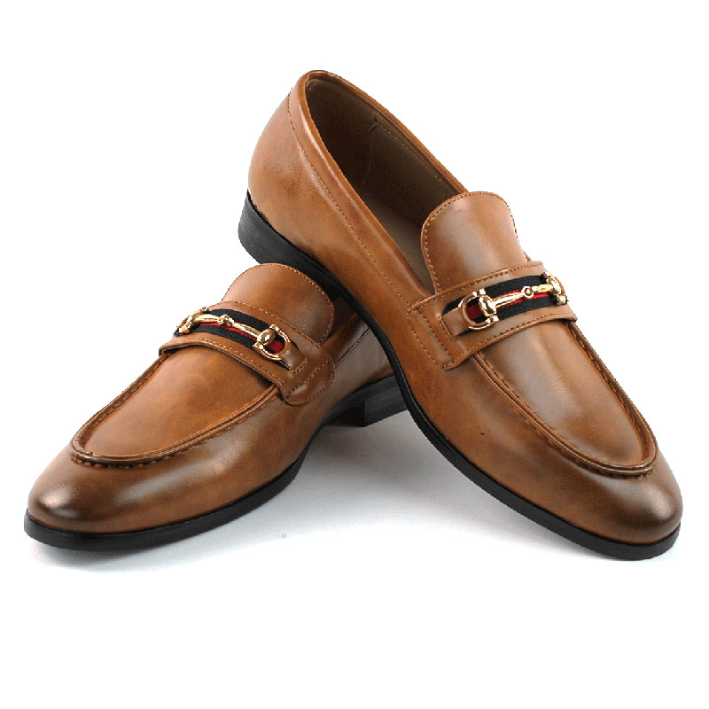 Alternative view of Men's Slip On Cognac Leather Loafers With Buckle