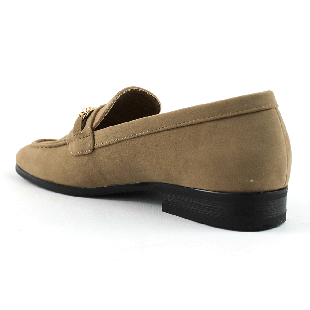 Men's Slip On Tan Suede Loafers With Buckle - Image 3