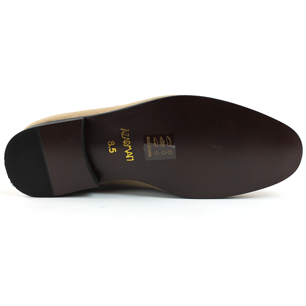 Men's Slip On Tan Suede Loafers With Buckle - Image 5