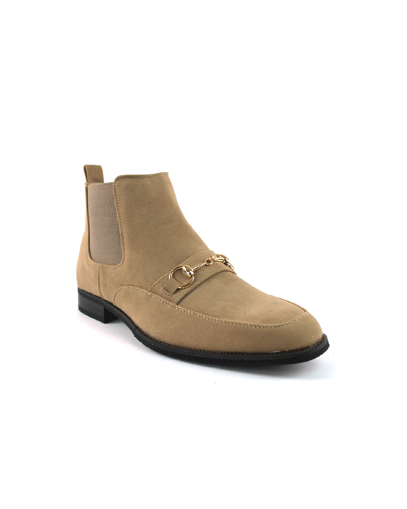 Alternative view of Tan Suede Dress Boots With Buckle & Side Zipper Closure