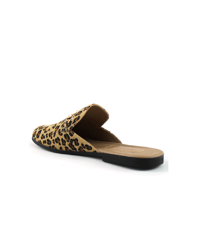 Alternative view of Tan Leopard Backless Slip On Gold Buckle Loafer