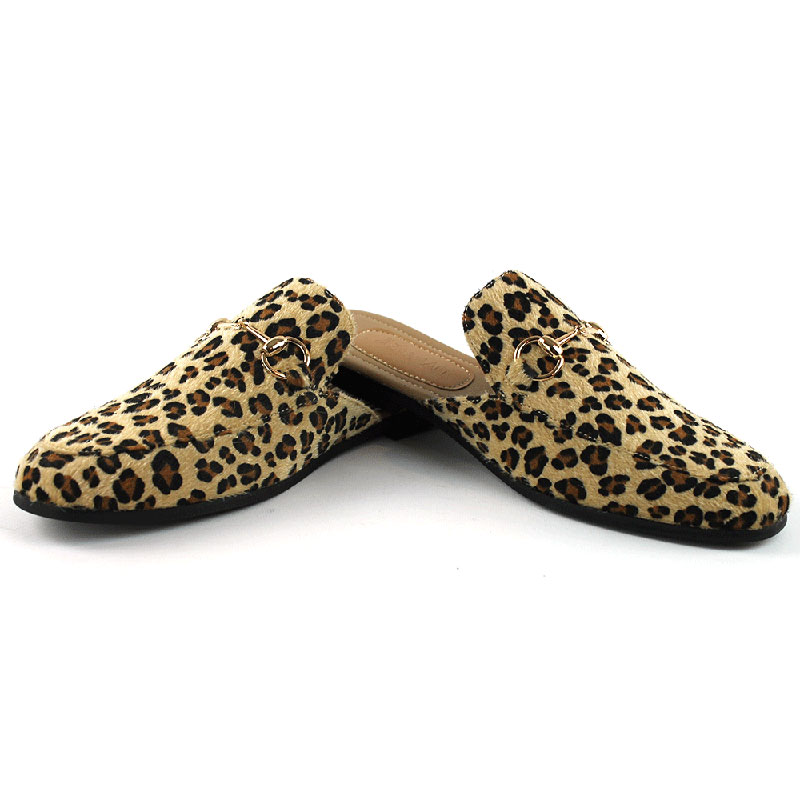 Alternative view of Tan Leopard Backless Slip On Gold Buckle Loafer