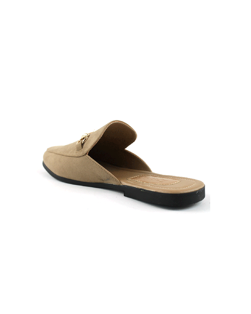 Alternative view of Tan Suede Backless Slip On Gold Buckle Loafer