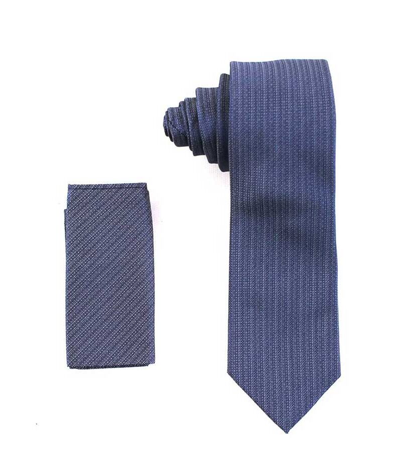 Electric Slate Blue Grey Slim/Medium Neck Tie & Pocket Square Set 2.75"