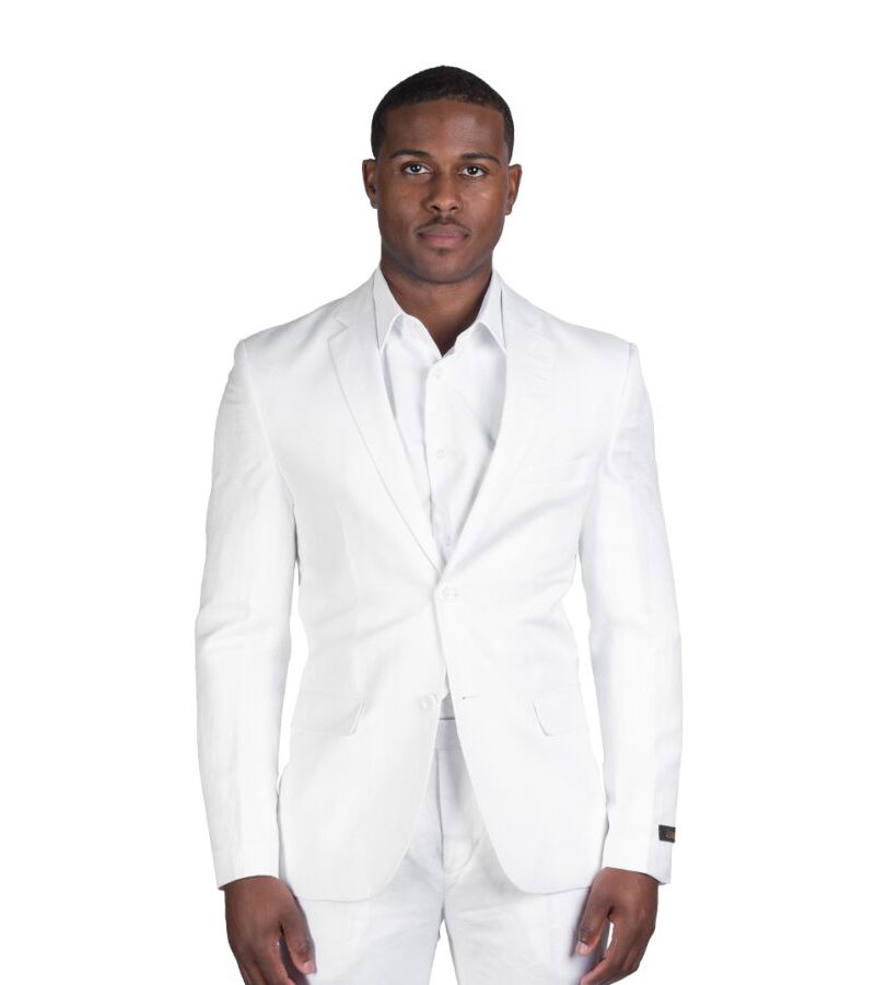 Alternative view of Slim Fit 2 Button White Linen Jacket Blazer
