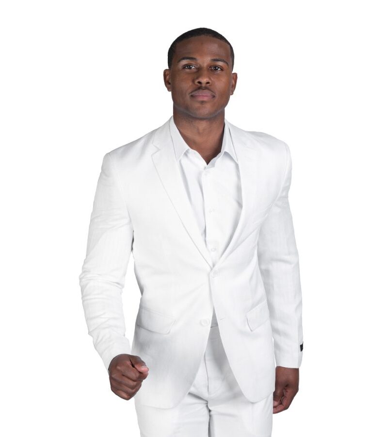 Slim Fit 2 Button White Linen Jacket Blazer