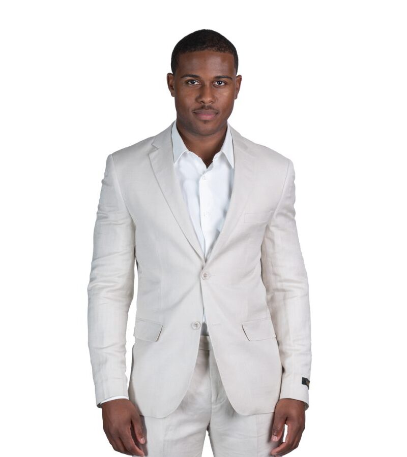 Alternative view of Slim Fit 2 Button Tan Linen Jacket Blazer