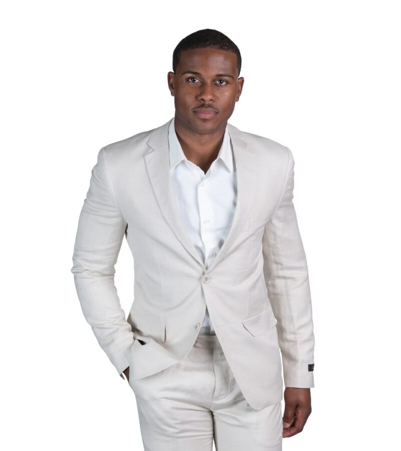 Slim Fit 2 Button Tan Linen Jacket Blazer