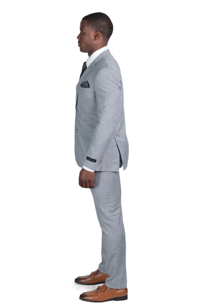 Slim Fit 2 Button Black Micro Texture Notch Lapel Suit Vest