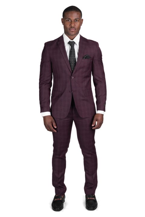 Slim Fit Men Suit 2 Button Slate Grey Micro Textured Notch Lapel Flat Front  Pants 11812 AZAR MAN -  Israel