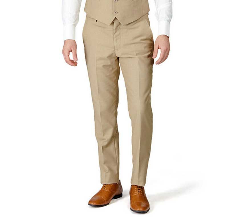 Alternative view of Solid Beige Slim Fit Dress Pants